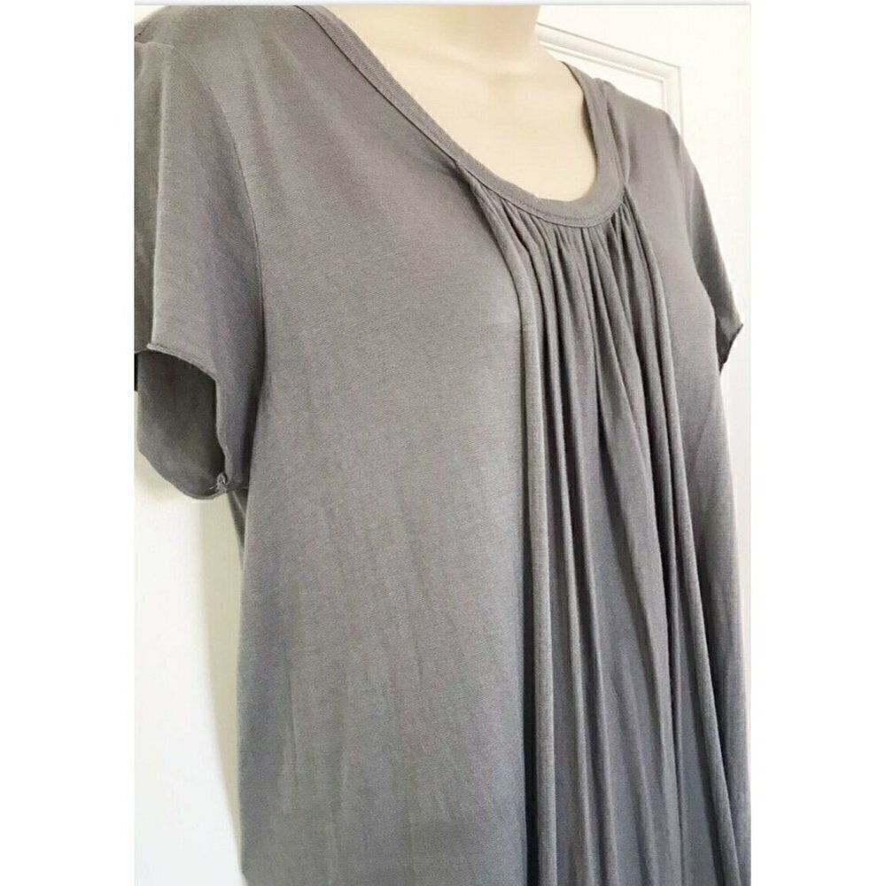 A.L.C. Gray Draped Front Tee Shirt Dress - Picture 2 of 8